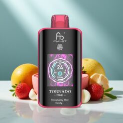 Fumot Tornado 25000 Puffs HD Bildschirm 20ml Erdbeer-Minz-Bonbon Typ-C
